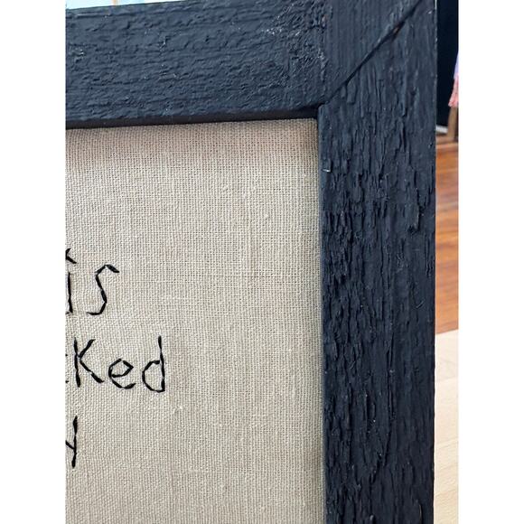 “Raising Kids” Chicken Embroidery – Framed Folk Art Quote with Felt Appliqué - Picture 5 of 6